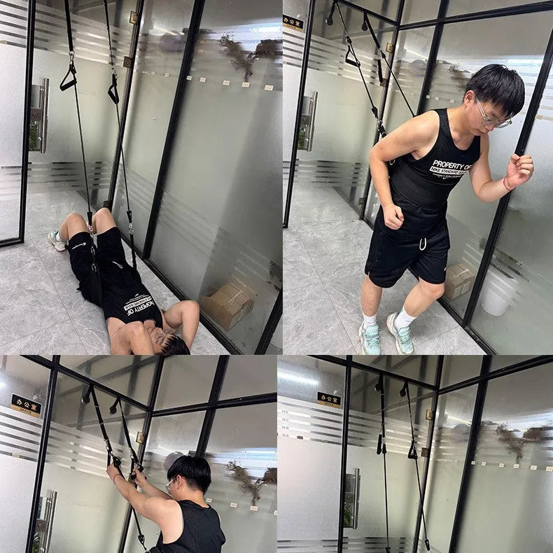 Black TPE 180 lb full elastic resistance training set for home rehabilitation and yoga fitness use