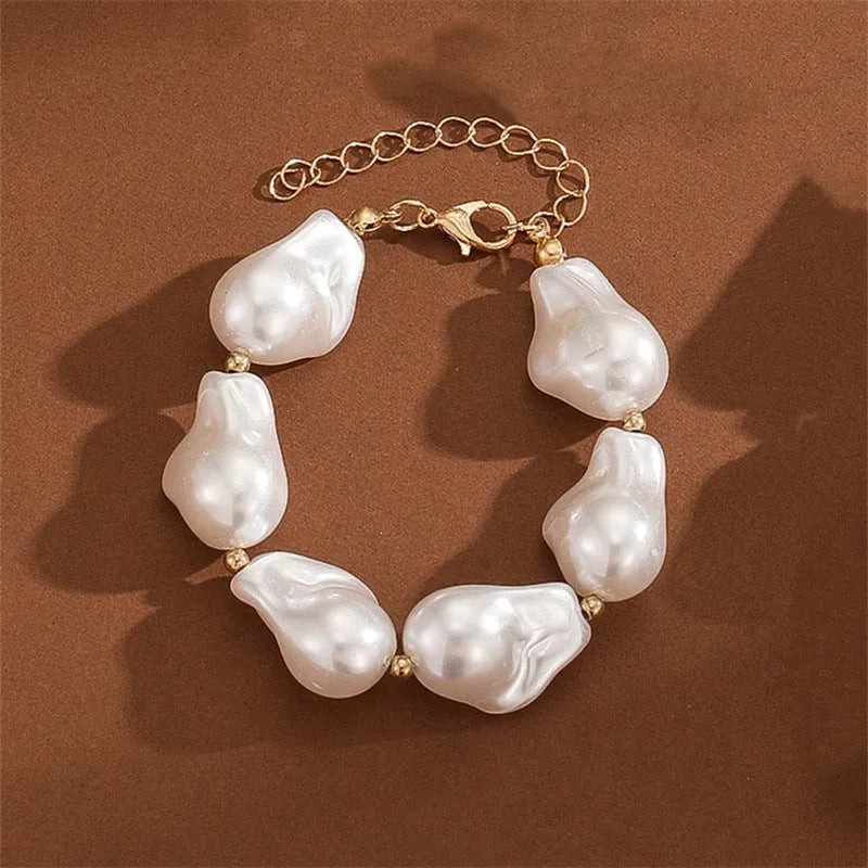 Baroque fashion irregular imitation pearl collarbone chain set with teardrop shapes
