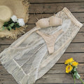 Women's bikini three-piece set with half-length tulle skirt, tassels, in colour Suit