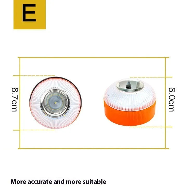 V16 LED emergency warning light in plastic housing with colour options on a vehicle.