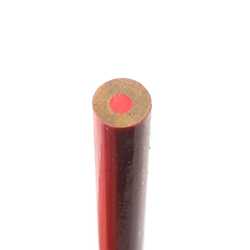 Ten red and blue round wooden carpenter's pencils for construction marking.