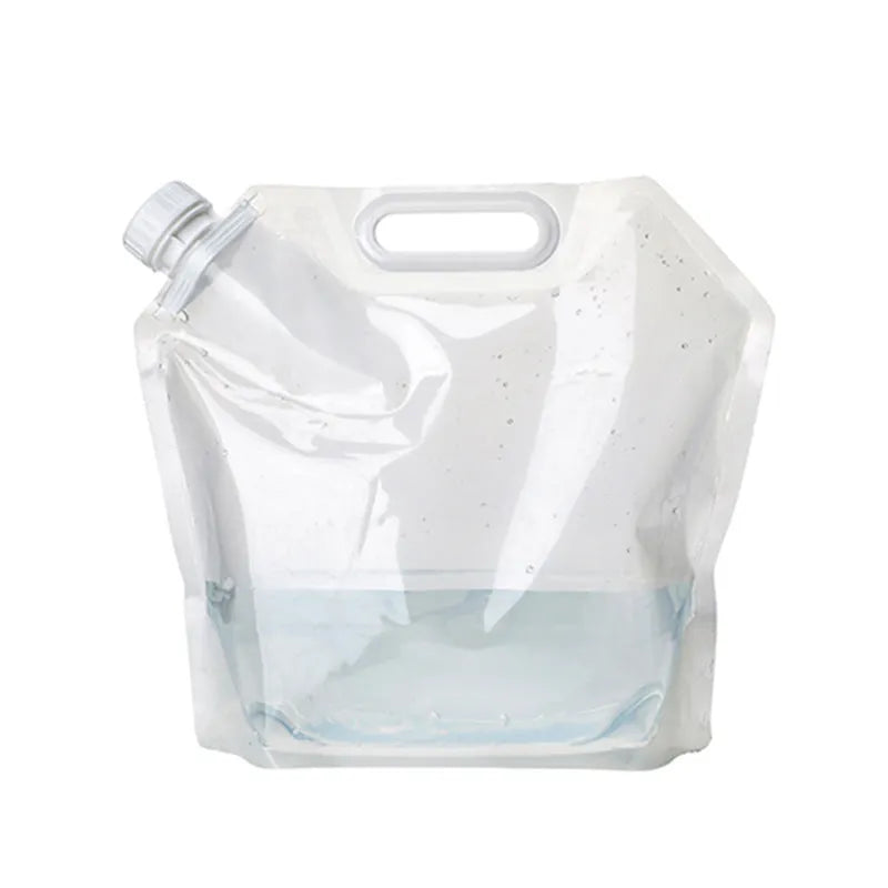 Folding water bag, transparent plastic, 5L 10L 15L capacity, double layer 40 silk, portable camping storage