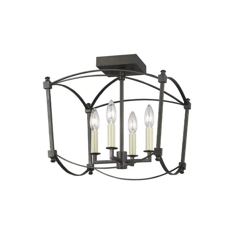 Four-head villa high stair droplight ceiling lamp in iron construction