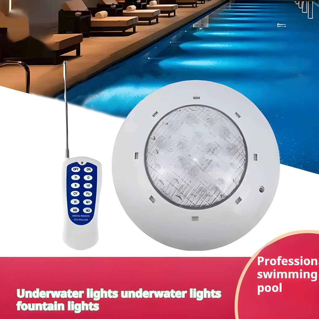 Round IP68 underwater wall-mounted lamp, 280mm diameter, 70mm thick, plastic shell, AC12V, warm white or RGB pool light