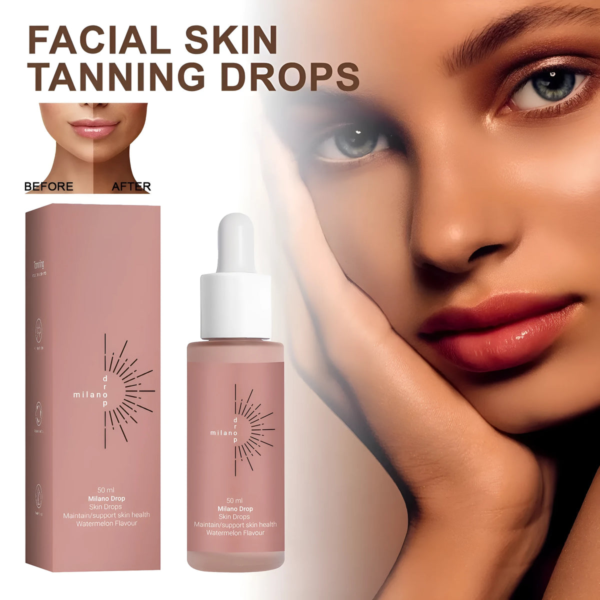 50ml self tanning serum drops in Milian colour box version for face and body tanning use