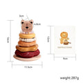 Wooden lion set column puzzle toy with colourful sleeve column for children aged 4-6