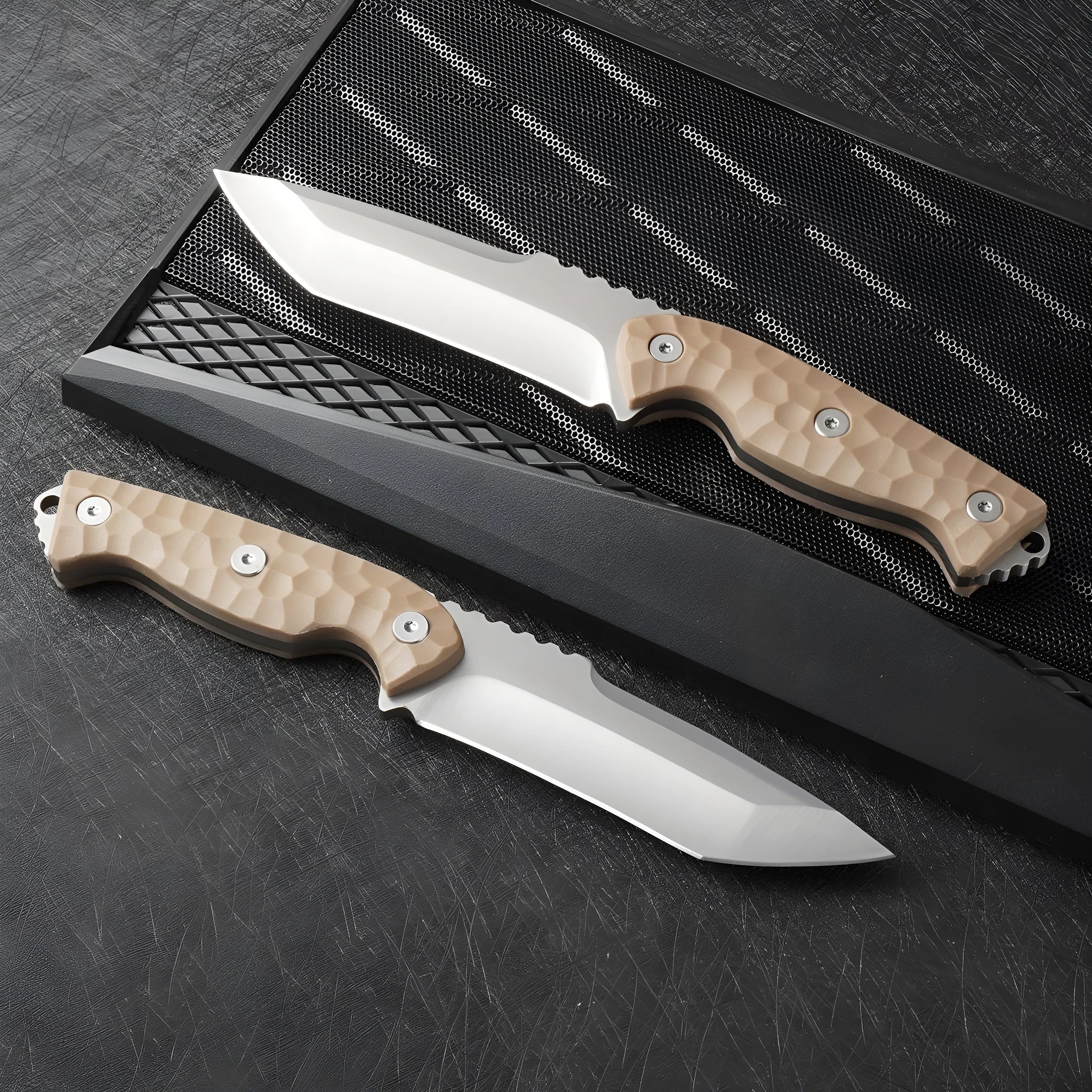 High Hardness Sharp Thickening Tool folding knife with 12.8cm 3CR13 steel blade, Titan-Brown colour, open view