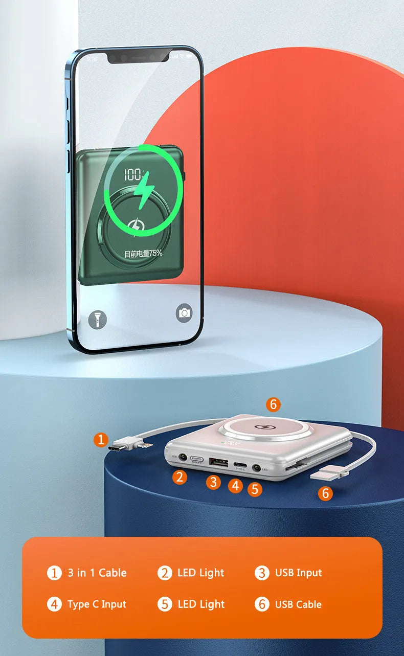 20000mAh PD fast charge power bank with LCD display in black, green, or red colour