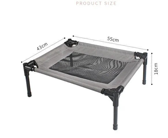 Grey Oxford cloth dog trampoline bed with iron frame, size 55x43x18cm, for small dogs