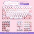 Sweet Cotton Candy pink and white mechanical keyboard key cap set for keyboard customisation