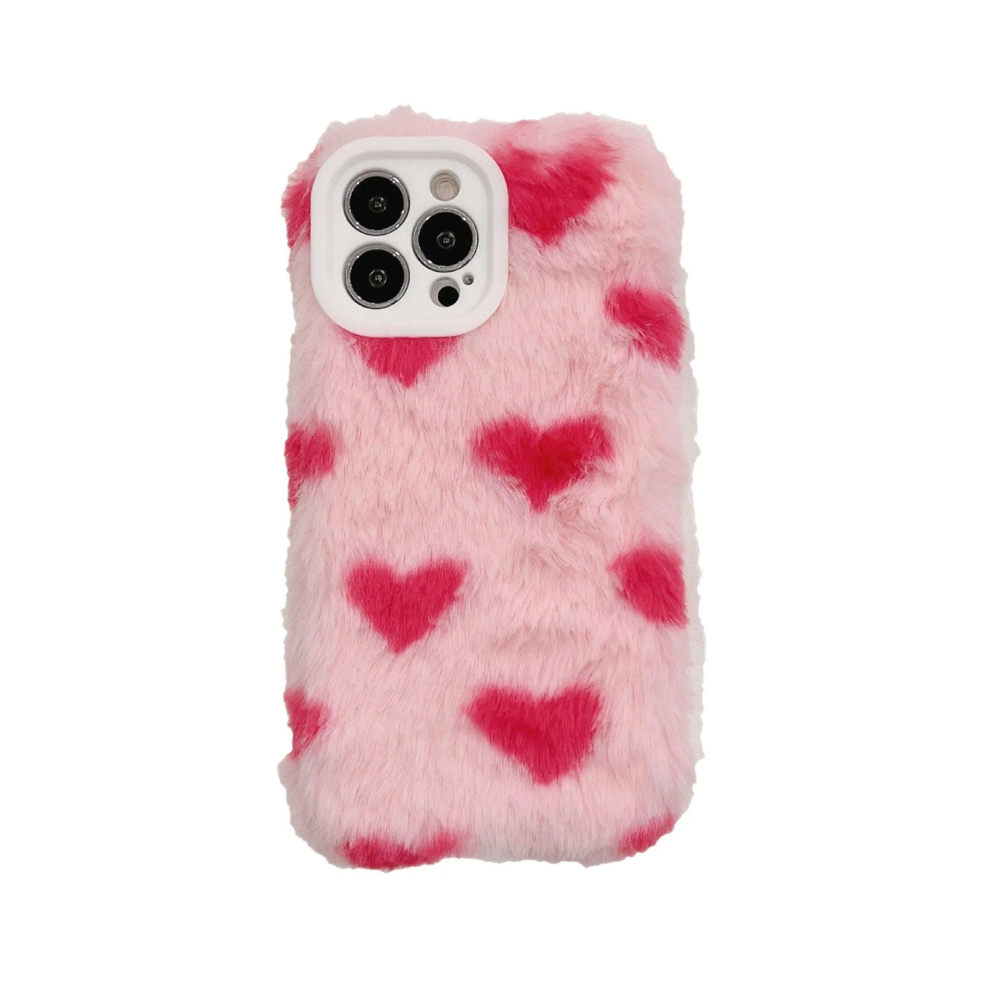 Pink silicone iPhone case with a cartoon design on the back cover.