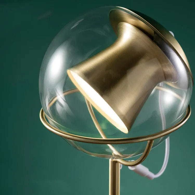 Glass lampshade desk lamp with dimmable LED lighting and touch control switch