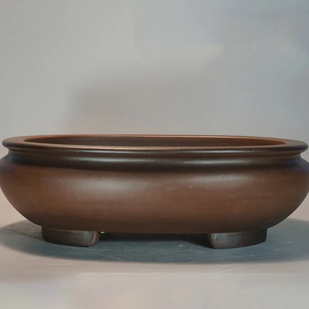 Handmade purple clay desktop flowerpot with classical design measuring 58cm long