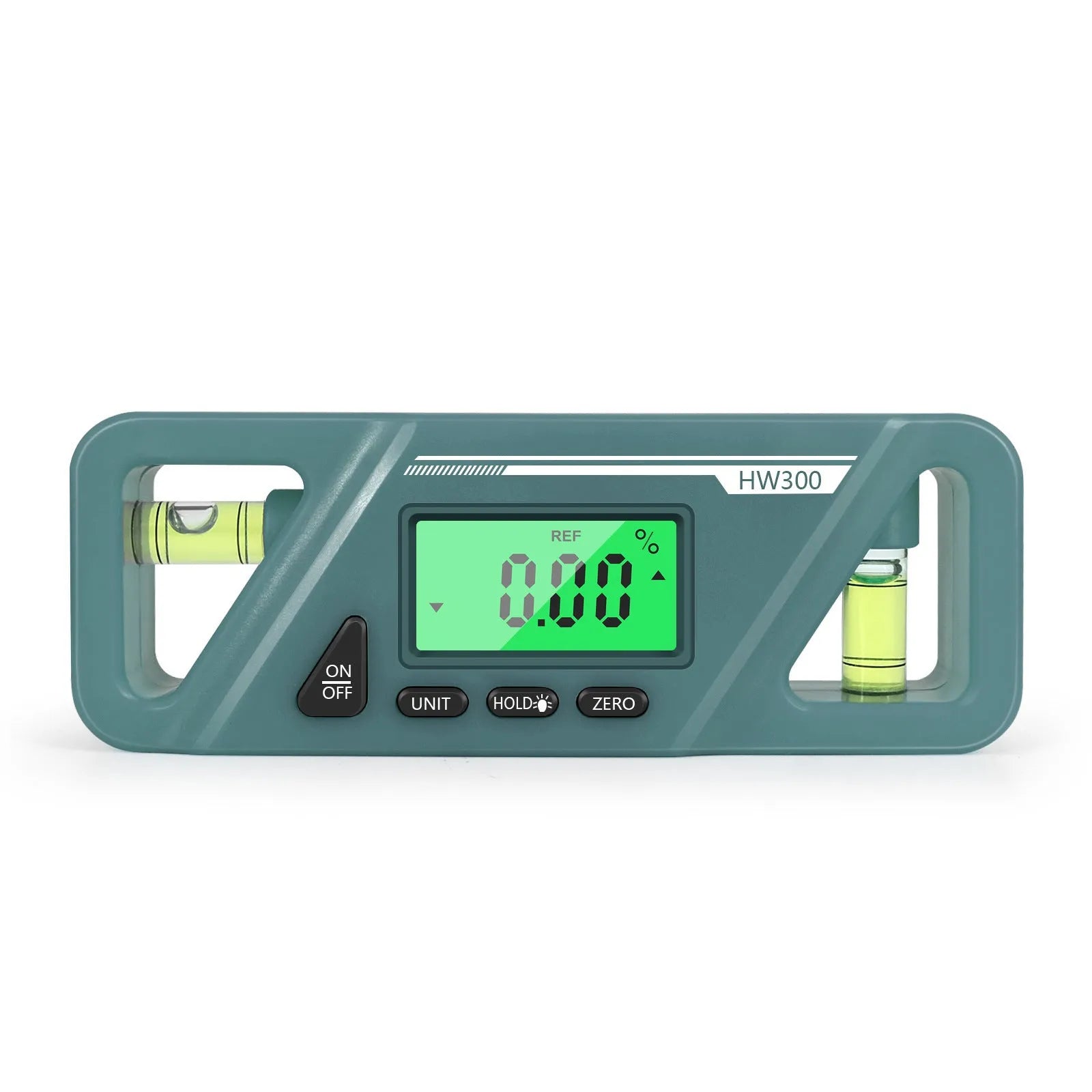 Digital display inclinometer level meter with magnetic base showing angle measurement on metal surface