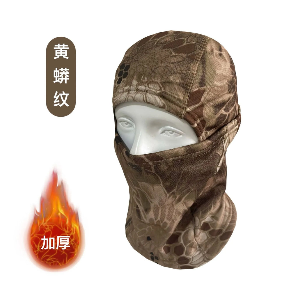 Outdoor camouflage cold-proof fleece cycling ski mask with polar fleece lining in CP Camouflage colour