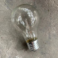 Tungsten incandescent household bulb with E27 screw base, clear glass, and visible filament