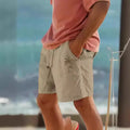 Men's cotton blend drawstring elastic waist shorts in straight leg design, shown in Army Green colour