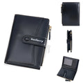 Women's short PU wallet in various colours showing waterproof and anti-theft features