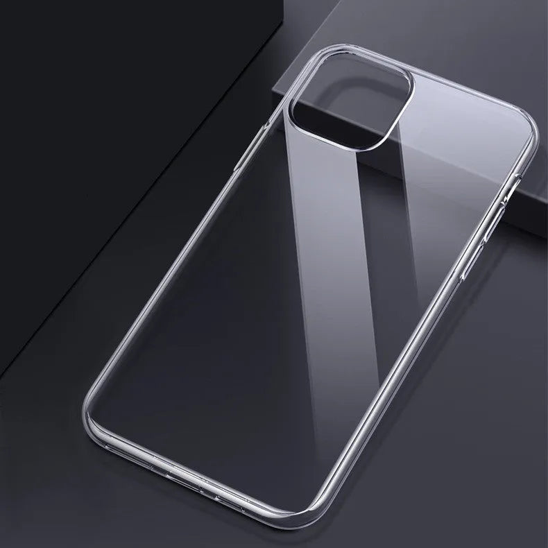Thickened transparent TPU iPhone case with four-corner airbag drop protection design