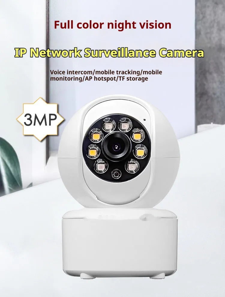 1080p HD home security camera with dual-light panoramic view and ceiling mount bracket