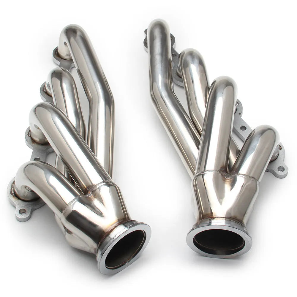 Silver 304 stainless steel high-flow exhaust manifold set for Chevrolet LS1 LS2 LS3 LS6 engines