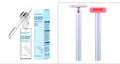 EMS micro-current face and neck massager with rotatable head, LED phototherapy, rechargeable portable design on white background