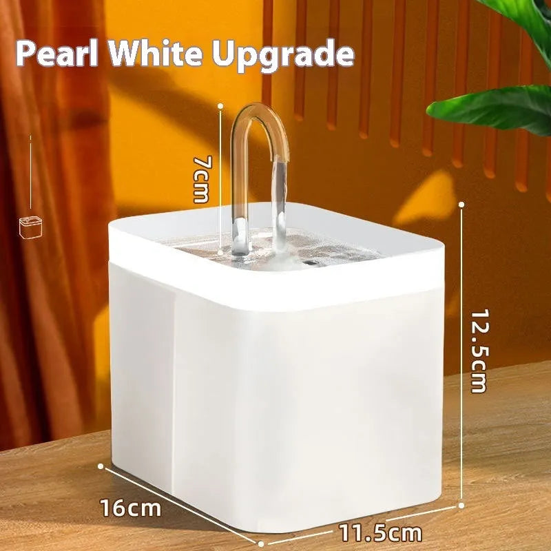 Cat water fountain with automatic circulation, frosted blue crystal bowl, 1500ml capacity, mute pump