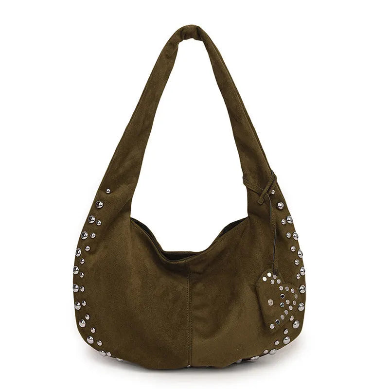 Soft plush underarm tote handbag in European American retro style, strapless design