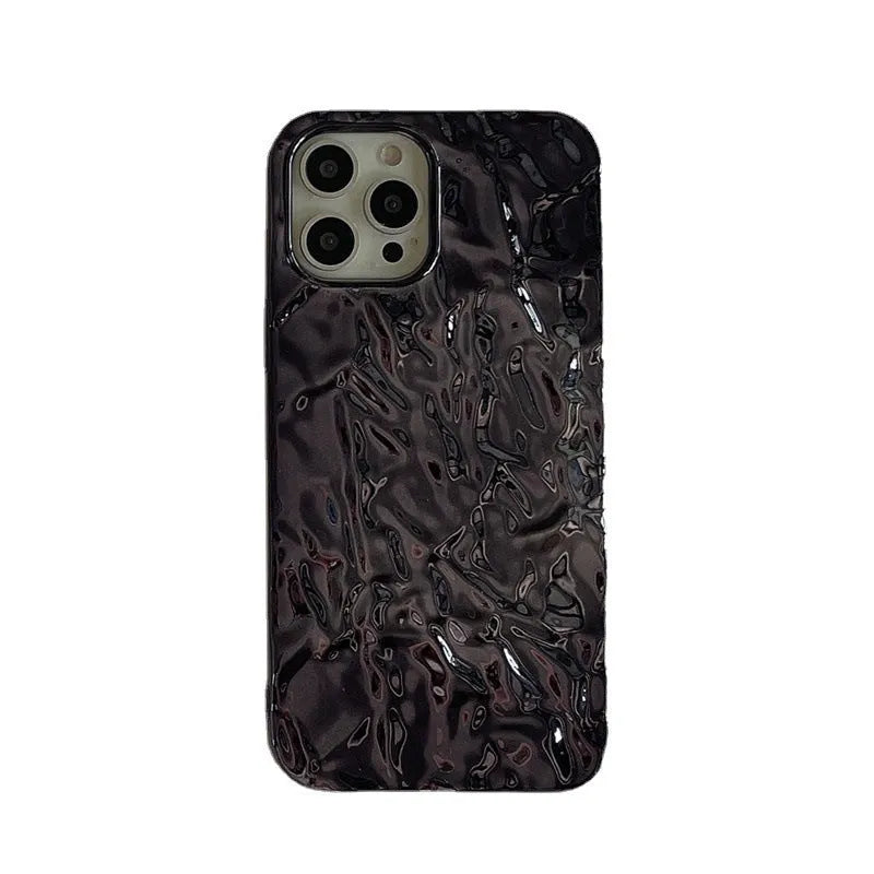 Black pleated tin foil TPU phone case for Apple iPhone models, back cover style