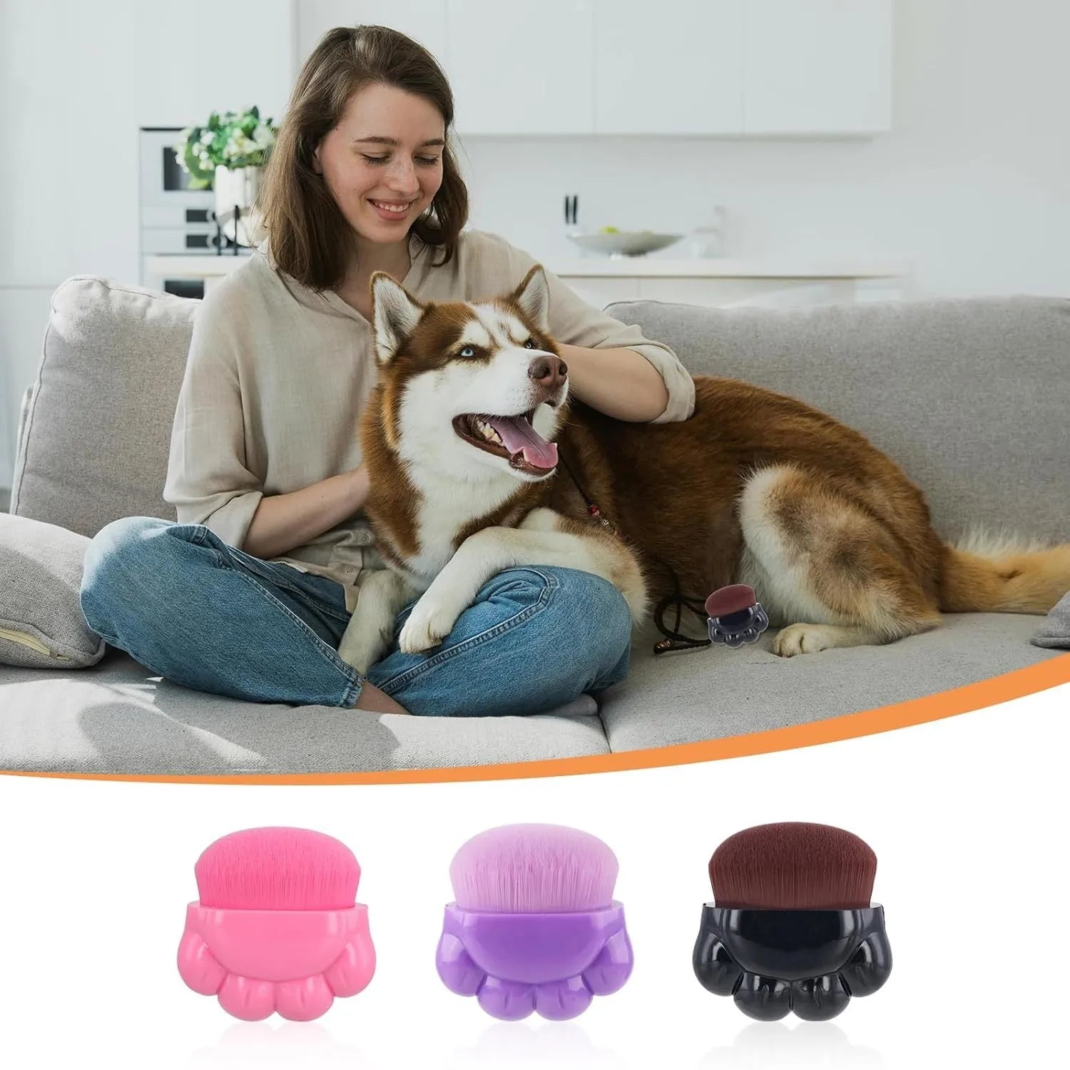 3pcs dog paw balm brush set with plastic storage boxes, each brush 4.8 cm by 4.5 cm