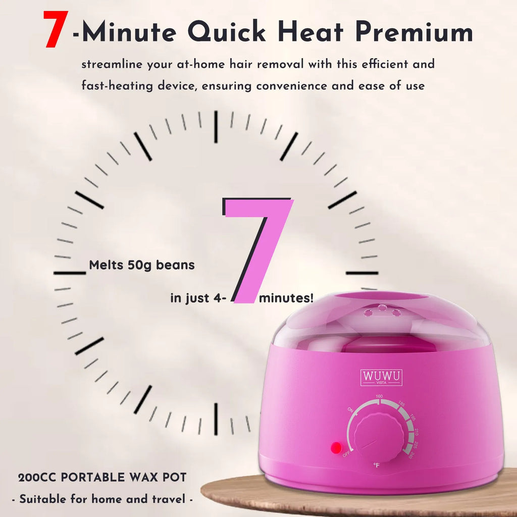 27 piece hair removal waxing kit with digital warmer, four coloured wax bead pots, and applicator sticks