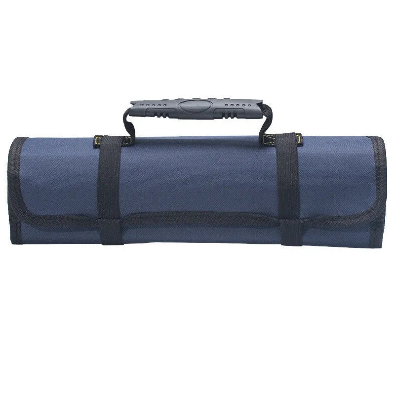 Blue thickened Oxford cloth foldable tool storage bag showing three-dimensional shape and size.