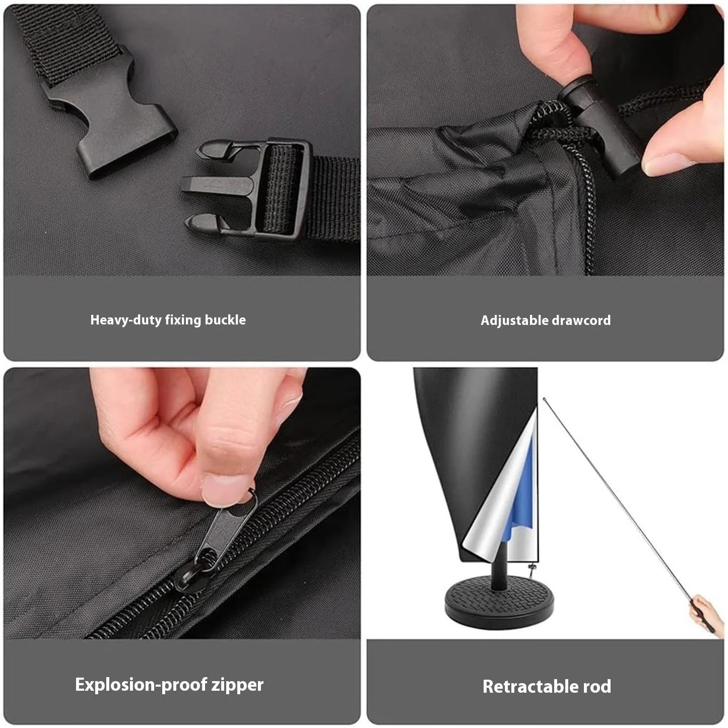 Black Oxford cloth waterproof cover for banana-shaped offset umbrella