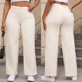 Women's apricot and khaki coloured straight-leg wide jeans with high waist for autumn.