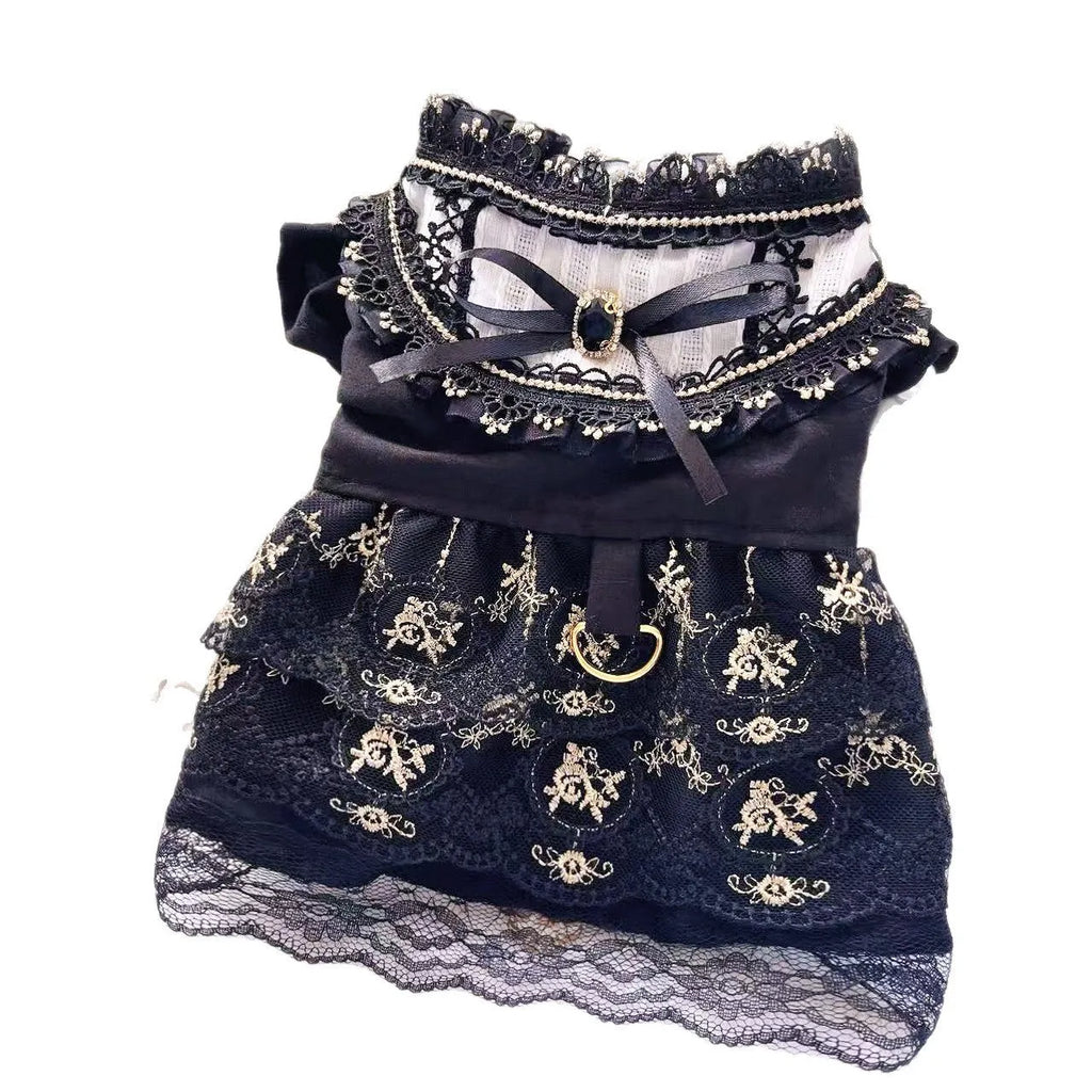 Golden gothic princess skirt pet clothing for small dogs and cats with polyester construction