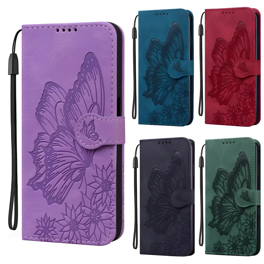 Retro big bowknot embossed leather phone case with bracket in purple colour for Apple iPhone