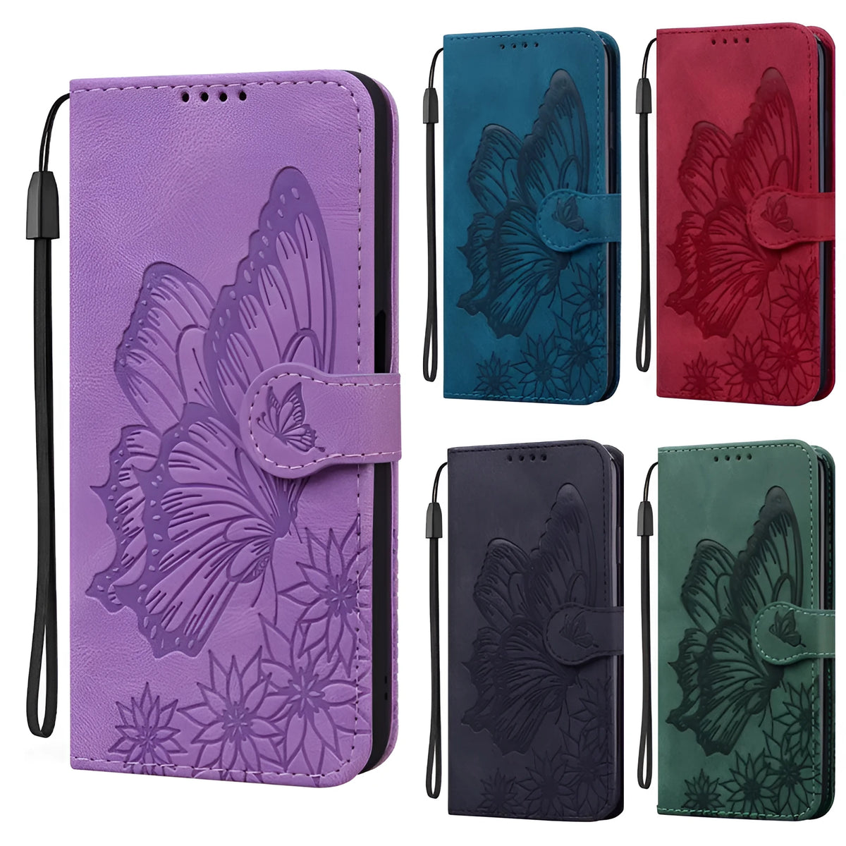 Retro big bowknot embossed leather phone case with bracket in purple colour for Apple iPhone