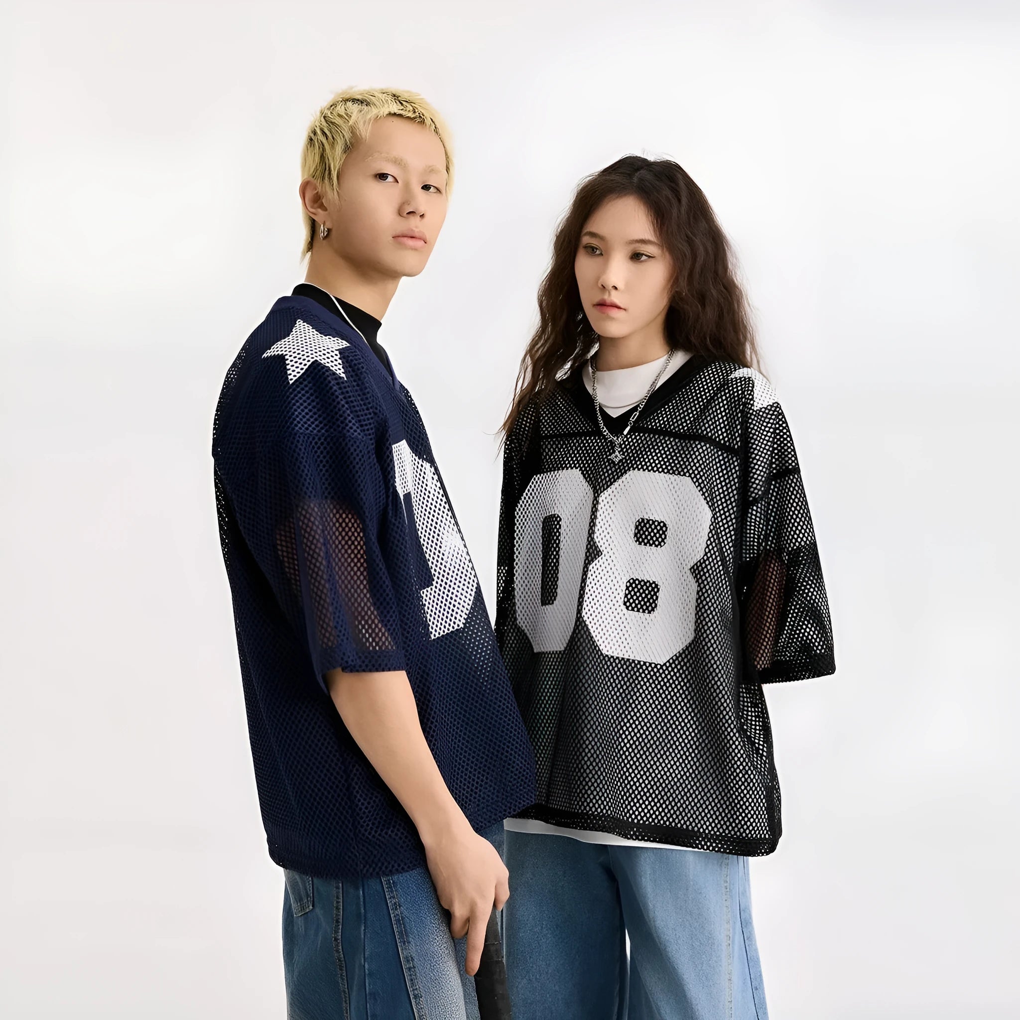 Black loose fit half sleeve shirt with white letter pattern, pullover style