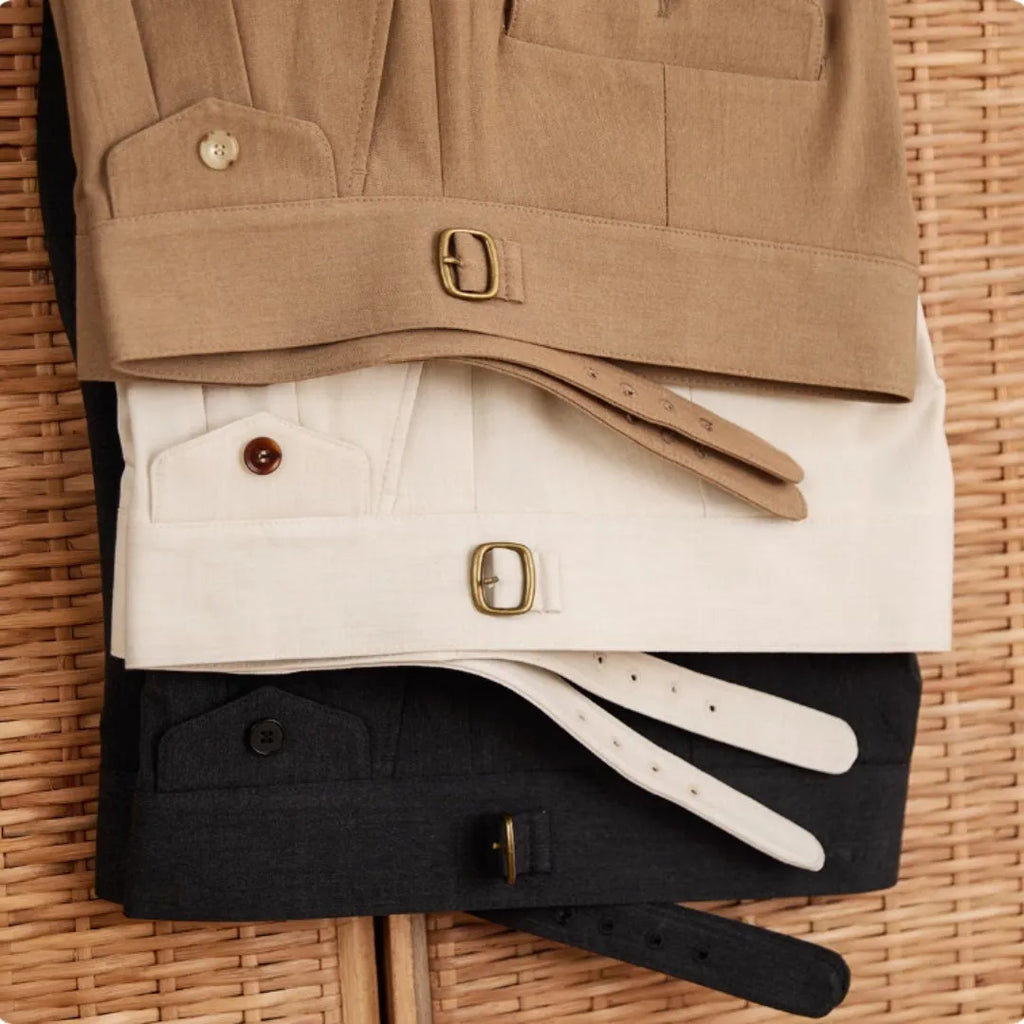 Men's slim fit wrinkle resistant business trousers in dark grey, light brown and light apricot colours
