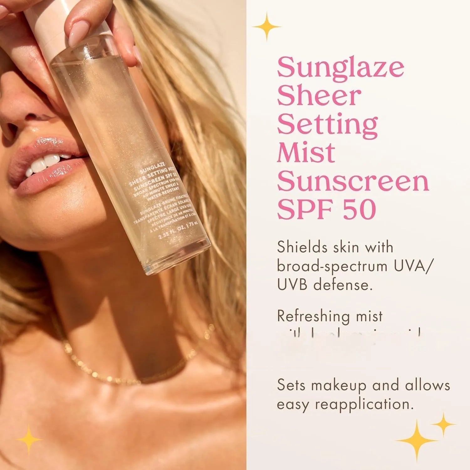 75ml moisturising makeup setting spray bottle with light texture for hydration and skin nourishment