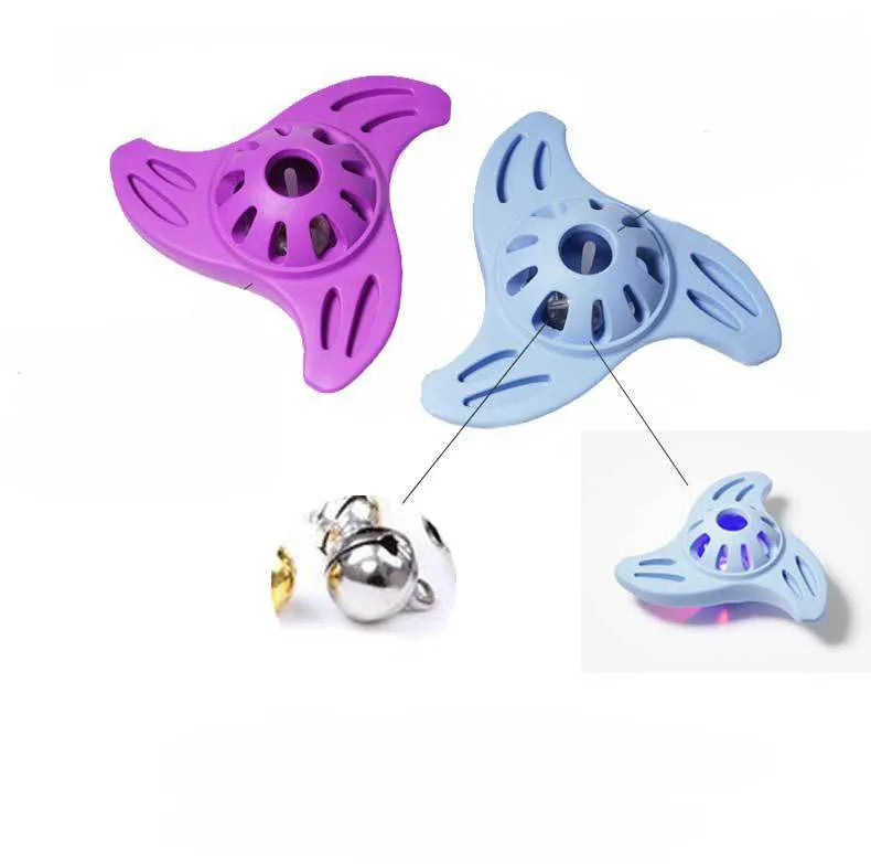 Blue bite-resistant rubber boomerang dog chew toy for medium and large breeds