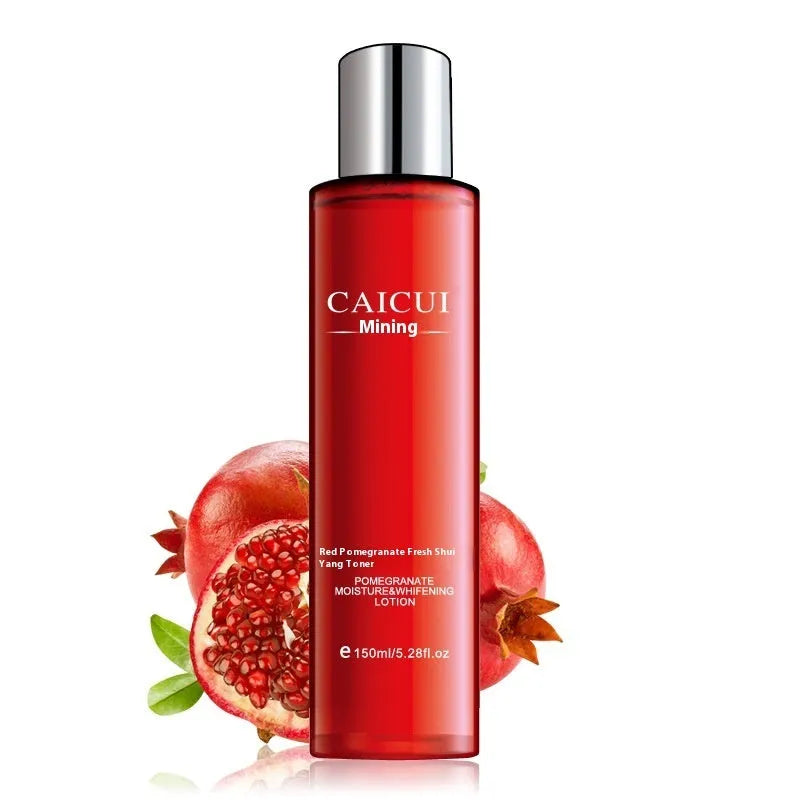 Pomegranate skin care set with four products in red packaging for moisturising and oil control
