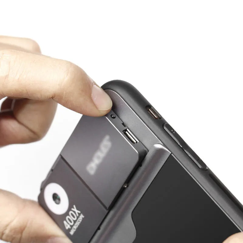 Black silver aluminum alloy 400X mobile phone microscope lens with TPU case for iPhone