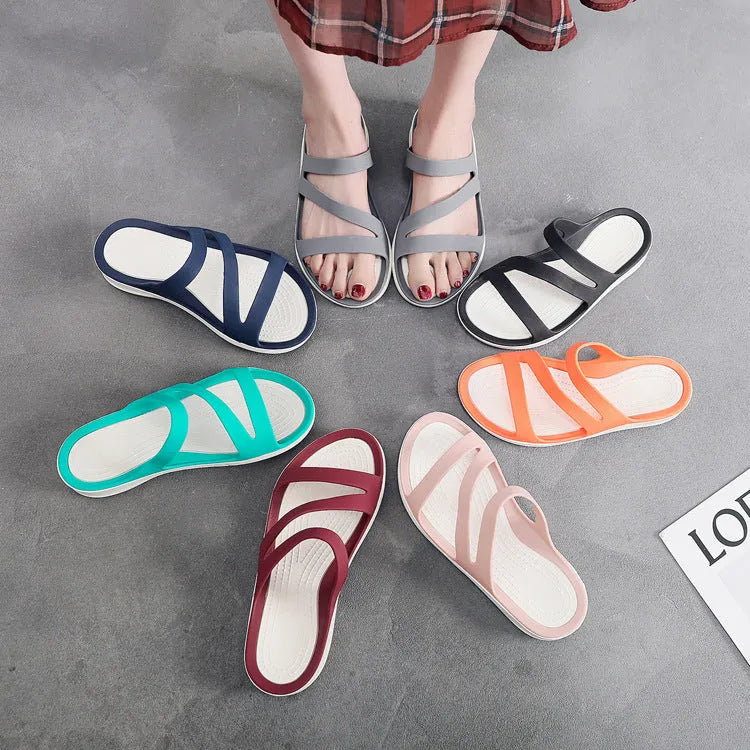 Women's solid colour summer sandals in PP material available in six colours and sizes 36-41