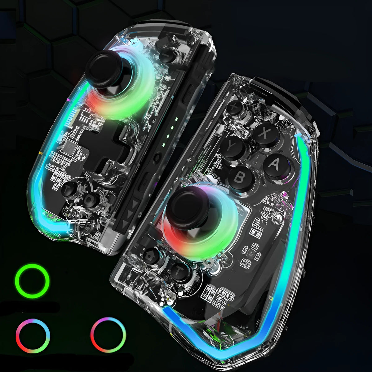 Bluetooth game console handle pair with macro programming, ALPS joystick and metal ring, ABS and copper, 110mm x 66mm x 55mm