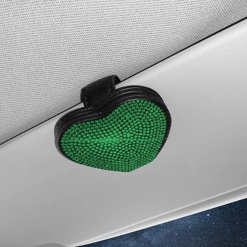 PU leather magnetic car sun visor clip for glasses and ticket storage in multiple colours