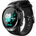 Black men's smart watch with 1.3-inch display showing heart rate data