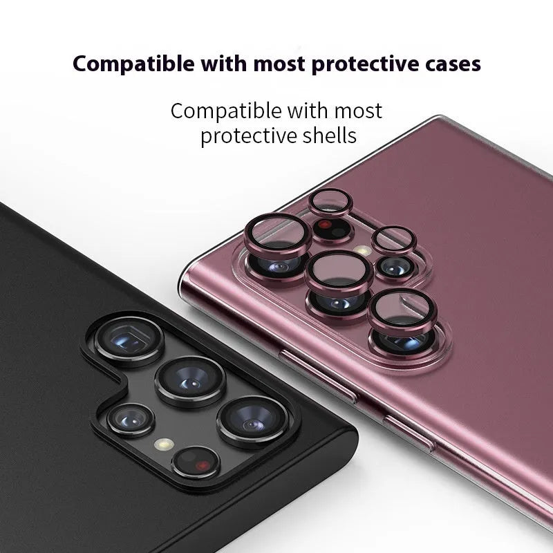 Samsung Eagle Eye single aluminum alloy glass lens protector for S22U S23 S23Ultra in black with tempered glass