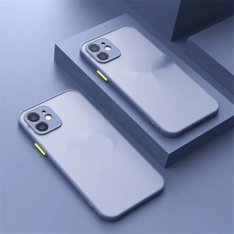 Frosted texture magnetic phone case for iPhone with MagSafe ring, shown in multiple colour options.