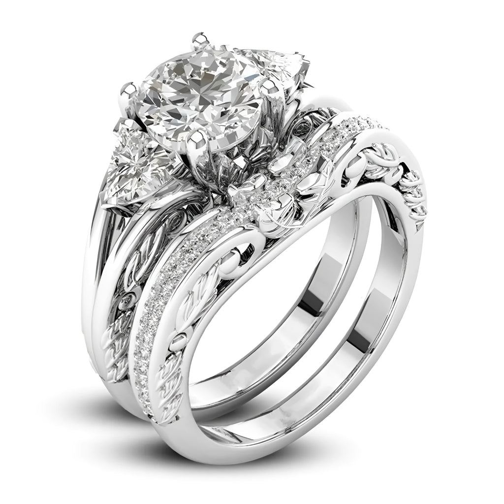 Women's silver alloy inlaid zircon ring with geometric shape, fashion OL style, sizes No5 to No12